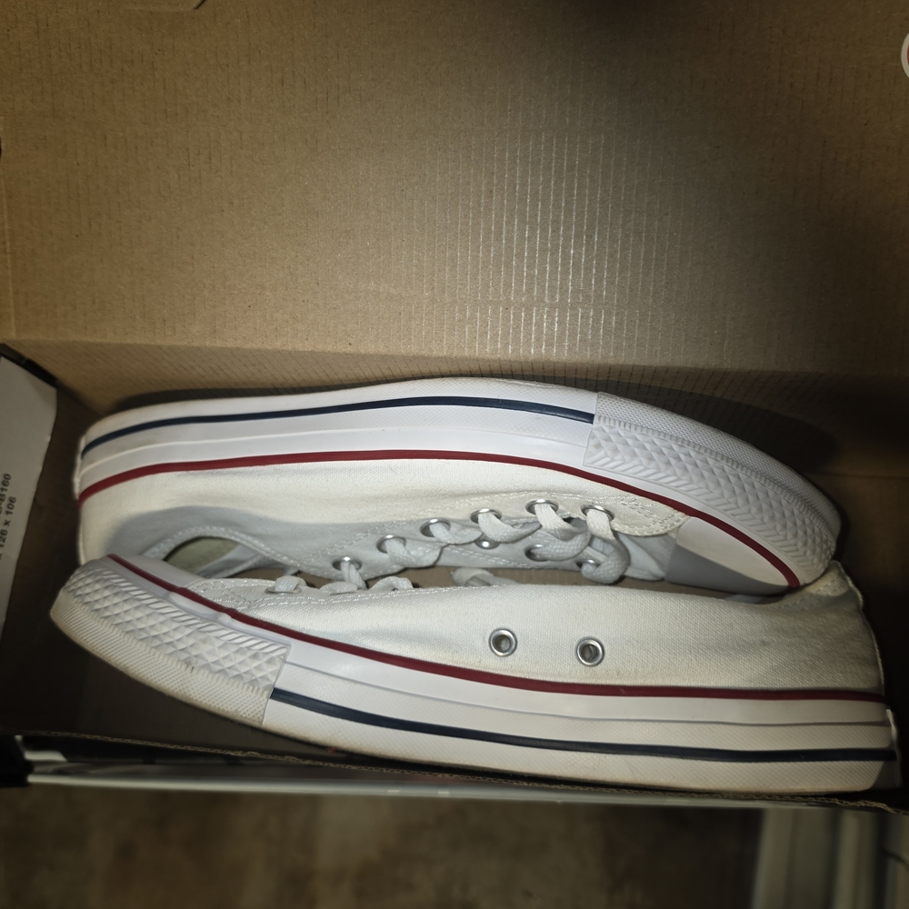 Converse White Low-Top Sneakers with Red & Navy Accents